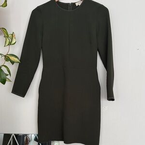 Wilfred Dark Olive Green Long-Sleeve Crewneck Sheath Dress